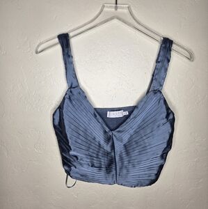 ASTR The Label‎ Pleated Satin Blue Crop Top Size Small